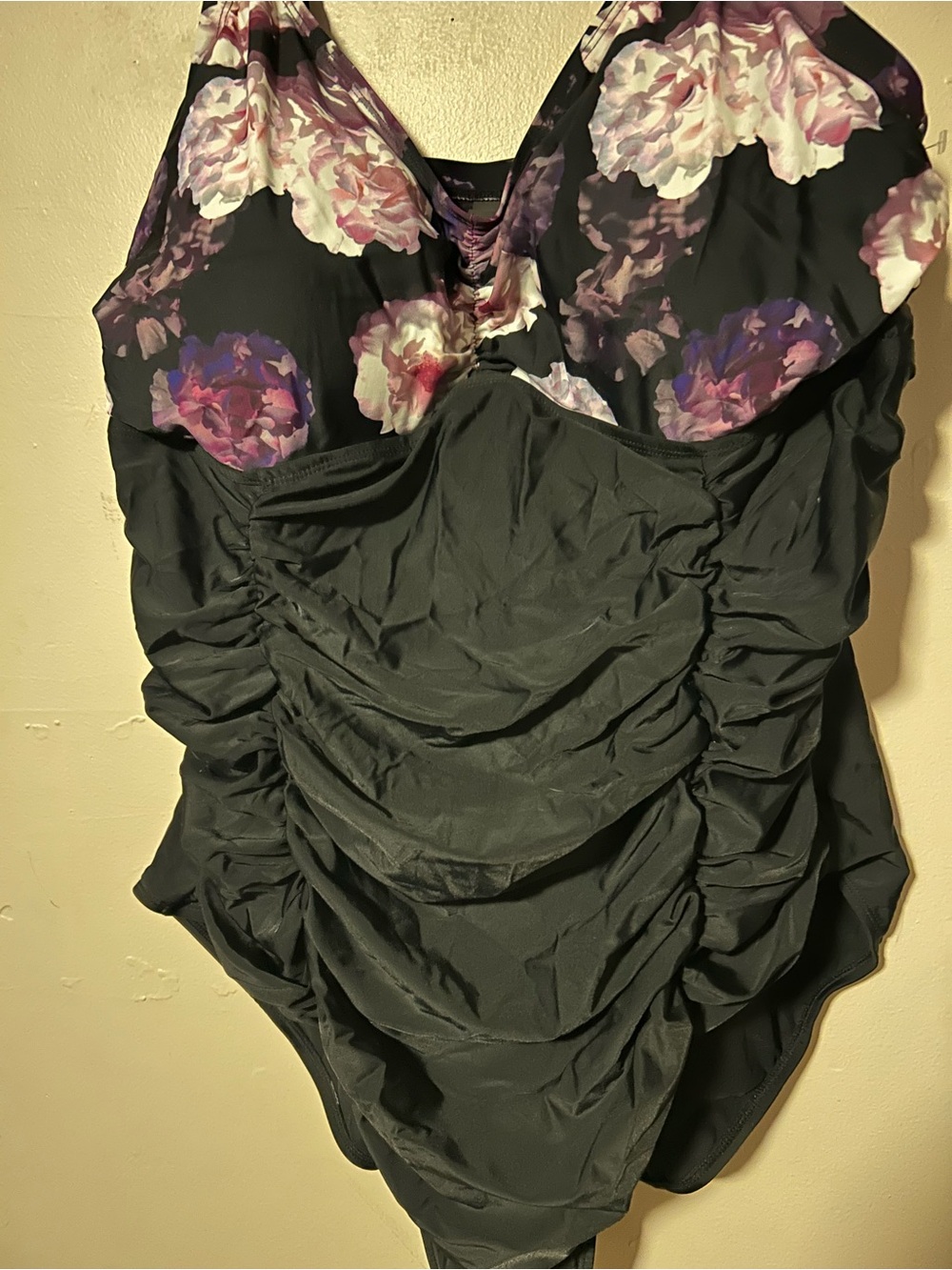 torrid Black One-Piece Swimsuit with Purple Floral Bust - Picture 2 of 4